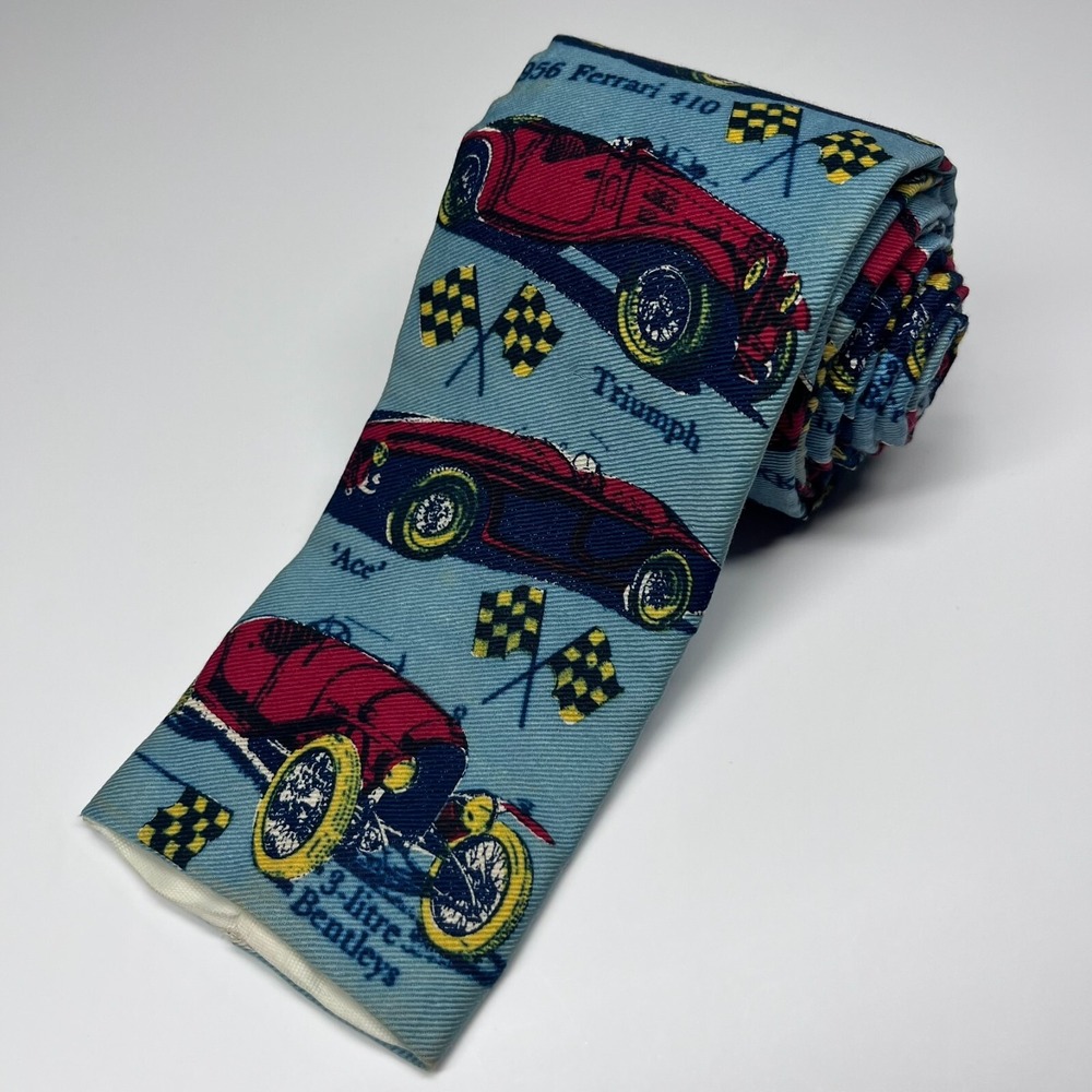 VTG Rooster Short 55" Men's 100% Cotton Square End Necktie‎ Cars Racing *Stain